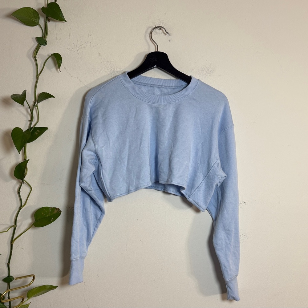 Katie J NYC Crop Sweatshirt - Light Blue